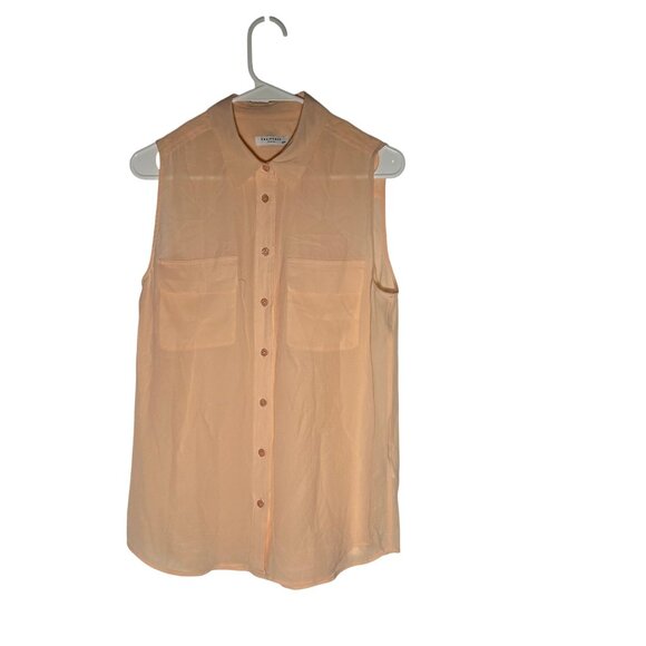 Equipment Femme Sleeveless 100% Silk Blouse Women's Size Medium in Peach EUC! - Picture 2 of 6